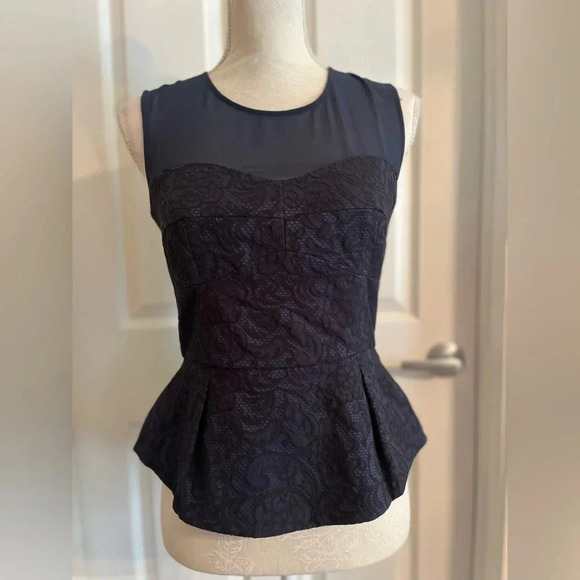 BCBGMaxAzria Noemi Corset Peplum Blouse in Dark Navy size S - Picture 10 of 14